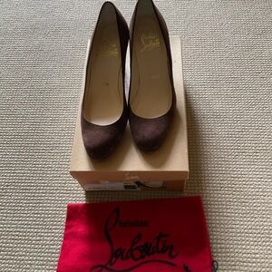 Christian Louboutin Dark Chocolate Brown Suede Heels